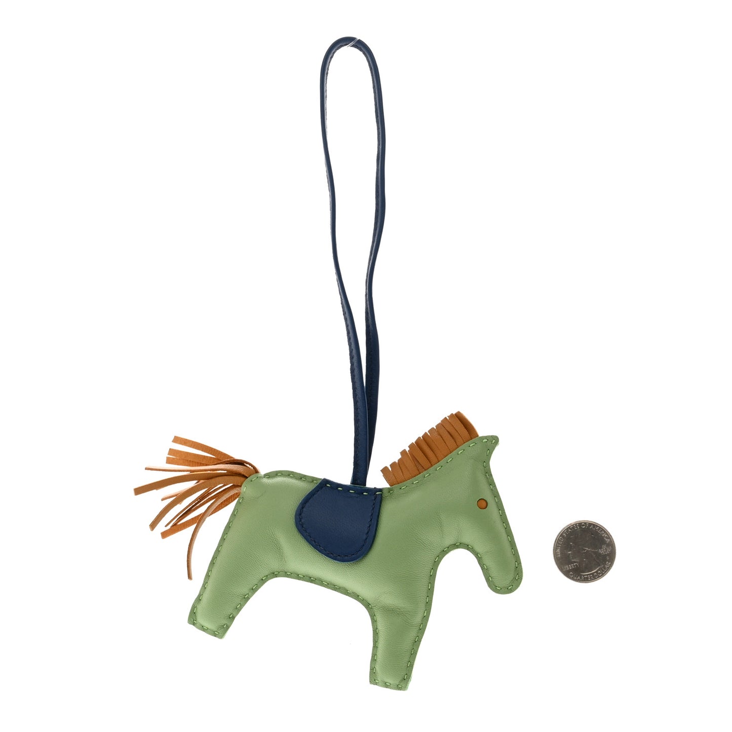 Milo Lambskin Grigri Rodeo Horse Bag Charm PM Vert Criquet Sesame Bleu De Malte