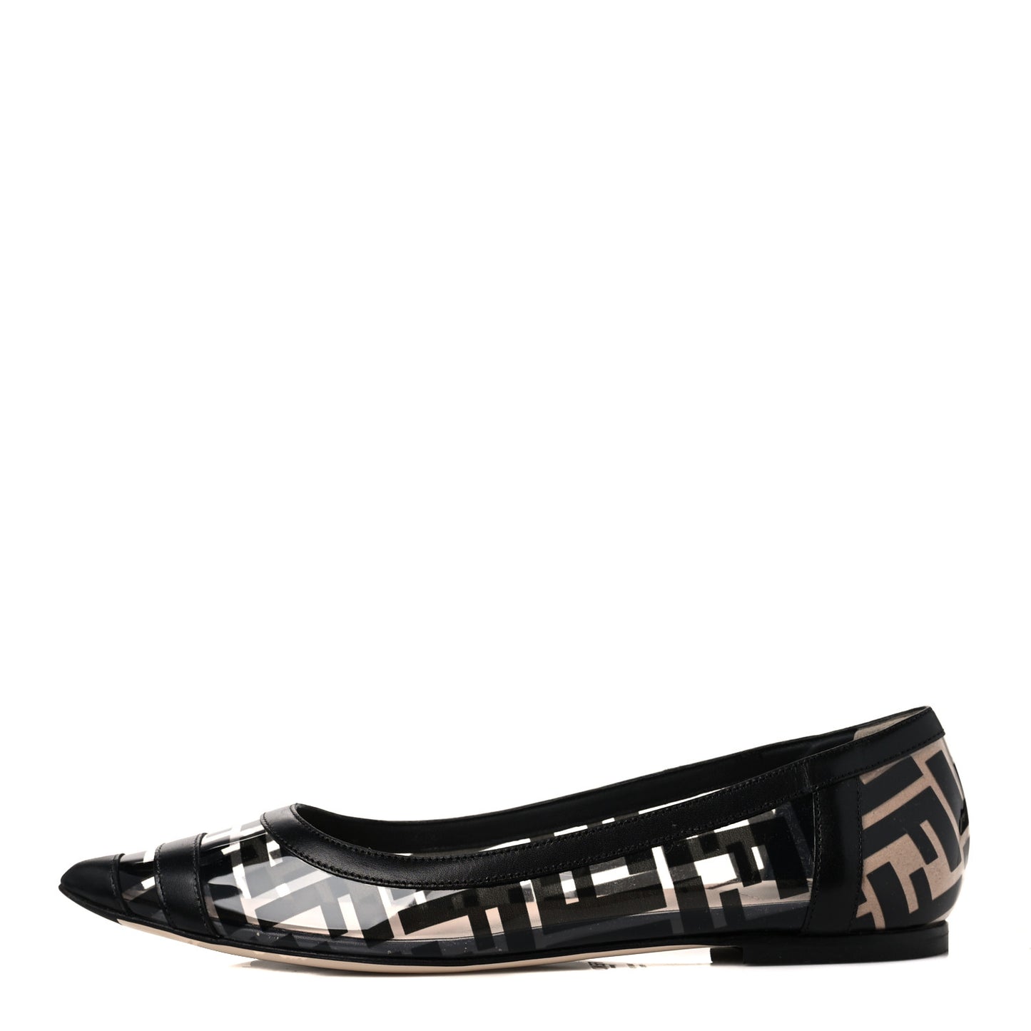 PVC Calfskin FF Colibri Ballerina Flats 38 Black