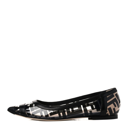 Fendi PVC Calfskin FF Colibri Ballerina Flats 38 Black 1 of 9