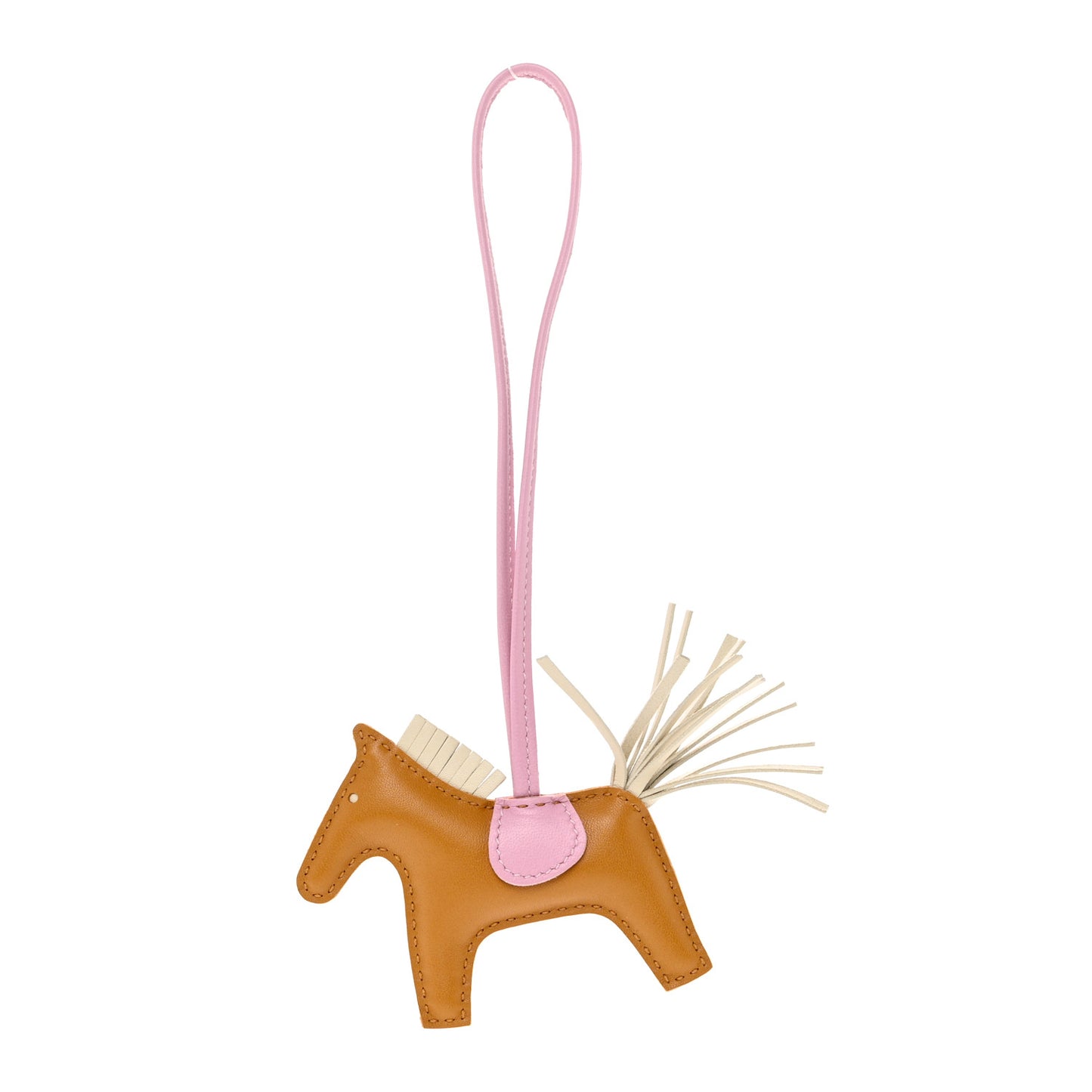 Milo Lambskin Grigri Rodeo Horse Bag Charm PM Sesame Mauve Sylvestre Craie