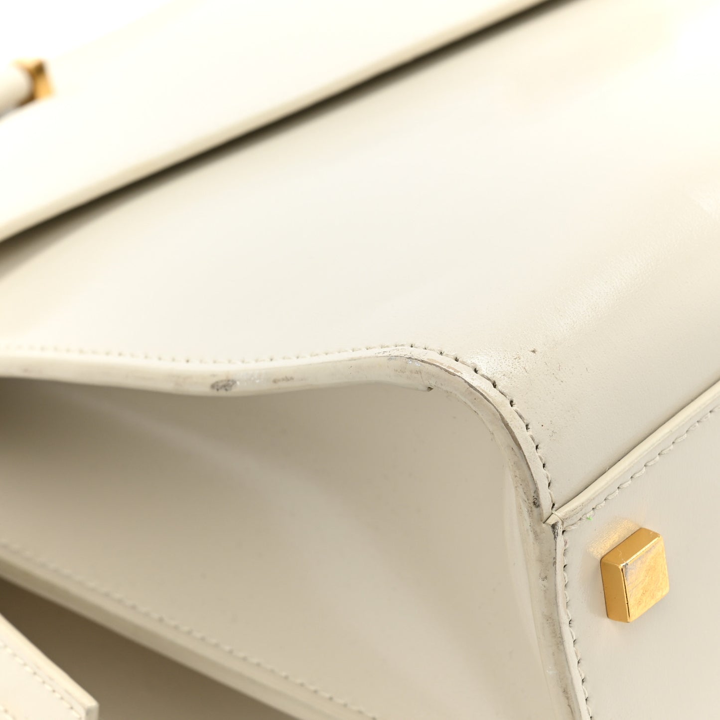 Shiny Calfskin Medium Uptown Tote White