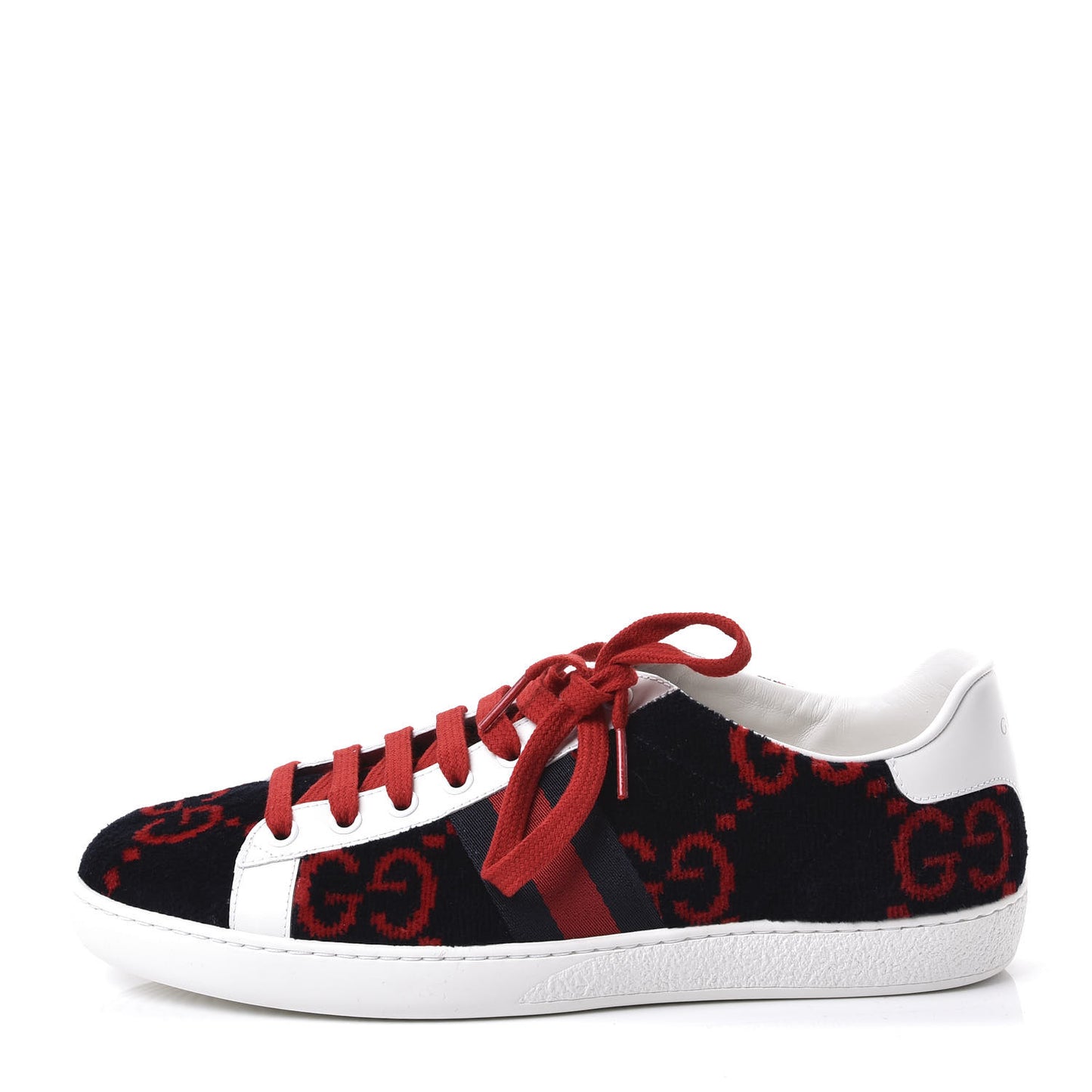 Terry Cloth GG Monogram Web Womens Ace Sneakers 39.5 Blue Red