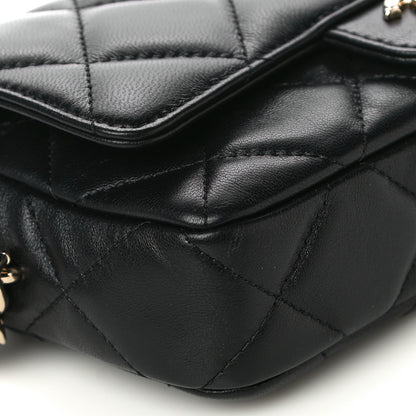 Chanel Lambskin Quilted Resin Bi-Color Flap Phone Holder With Chain Black 11 of 12