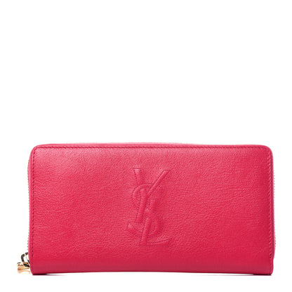 Saint Laurent Chevre Belle De Jour Zip Around Wallet Fuchsia 1 of 9