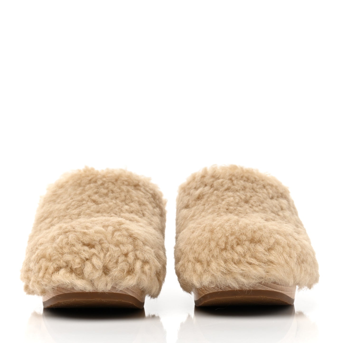 Shearling Lambskin Clogs 38 Beige