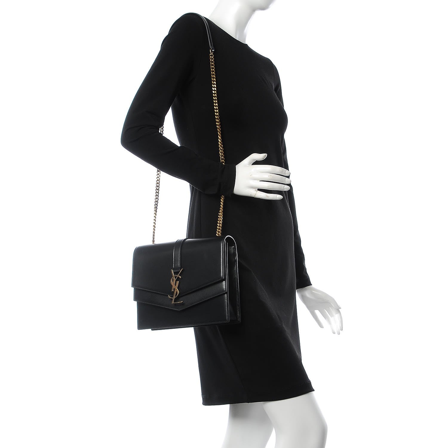 Saint Laurent Smooth Calfskin Monogram Medium Sulpice Shoulder Bag Black 2 of 8