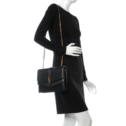 Saint Laurent Smooth Calfskin Monogram Medium Sulpice Shoulder Bag Black 2 of 8