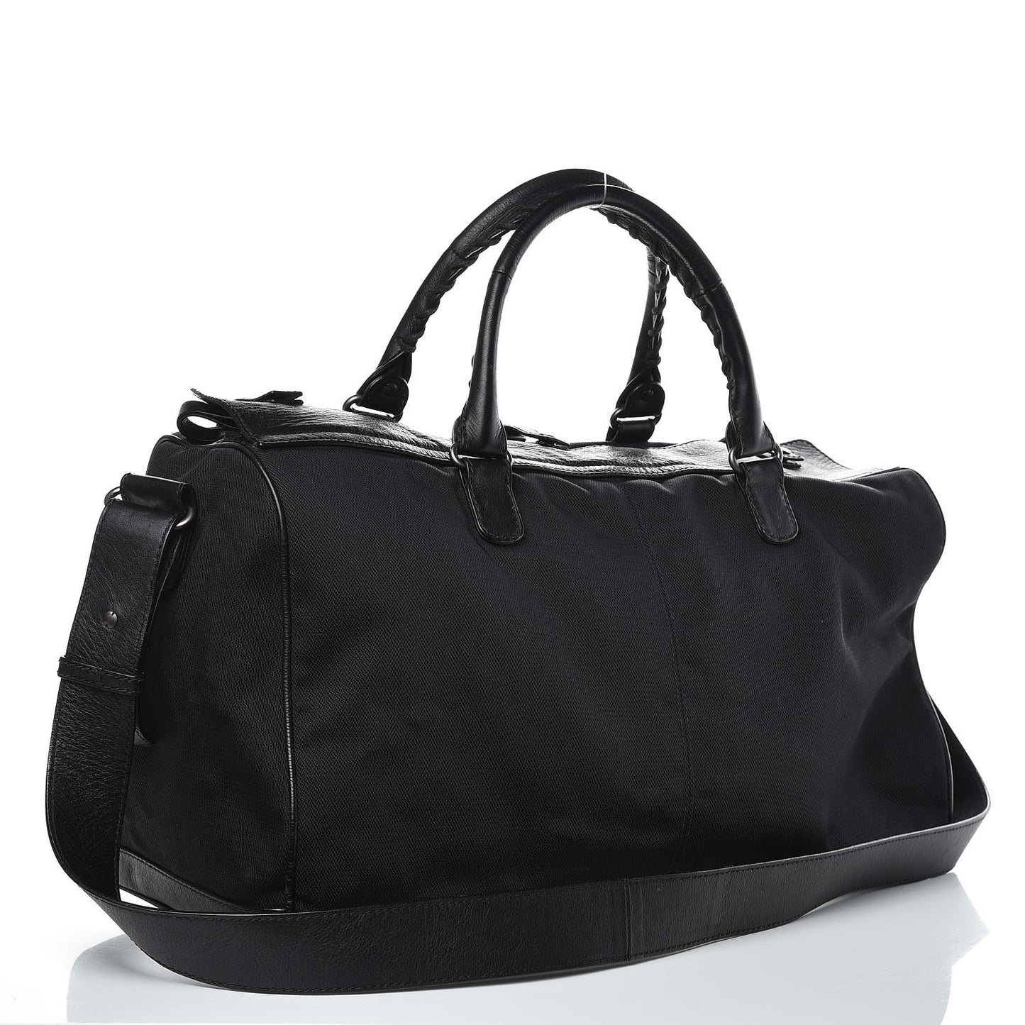 Nylon Agneau Classic Hardware Small Squash Duffle Bag Black