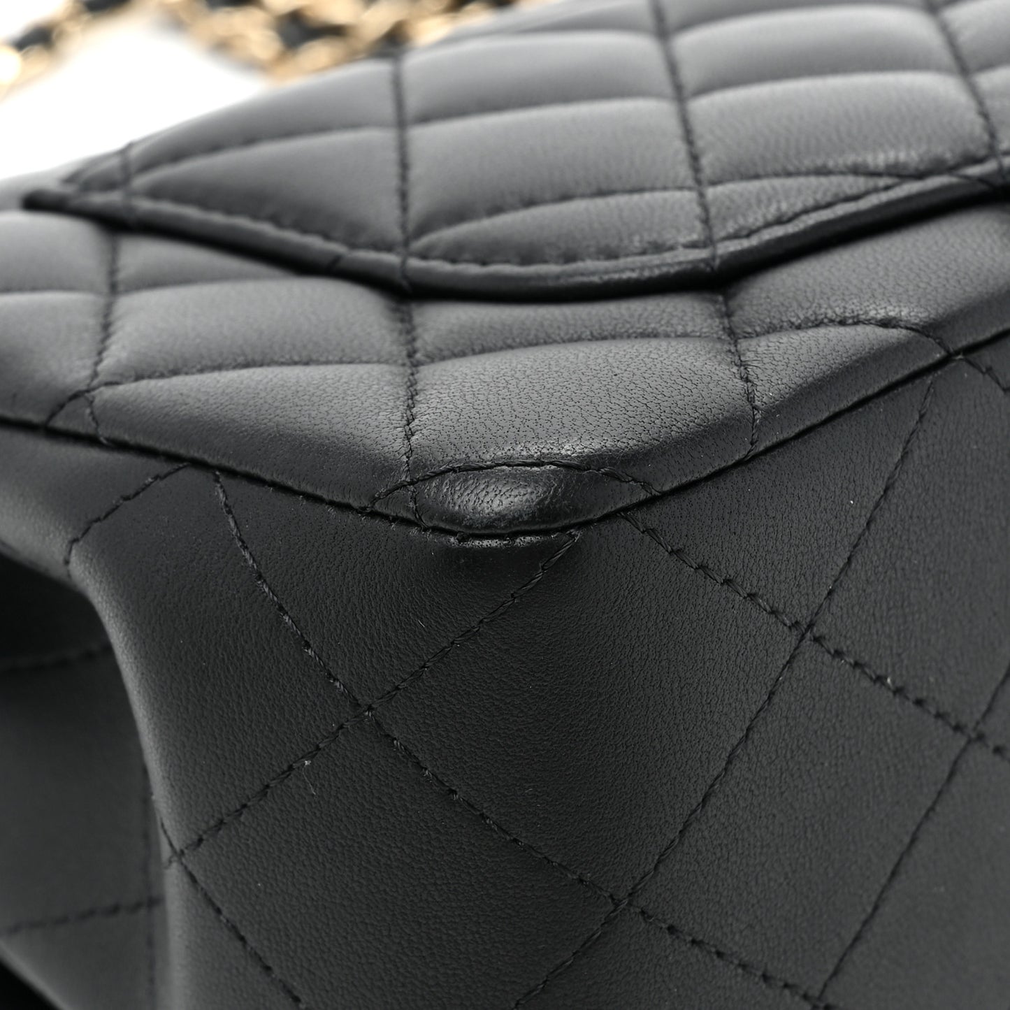 Lambskin Quilted Mini Top Handle Rectangular Flap Black