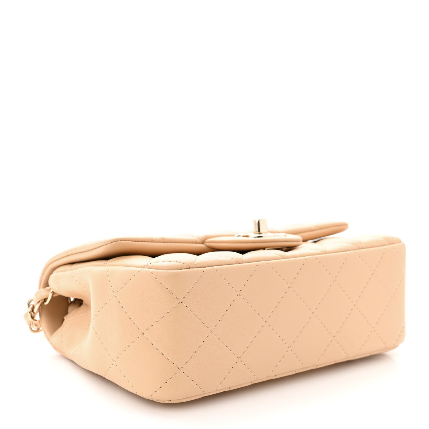 Lambskin Quilted Mini Rectangular Flap Beige
