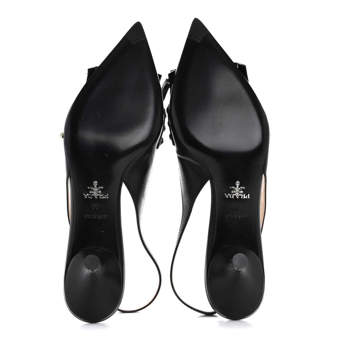 Vitello Lux Studded Pointed Toe Pumps 39 Black