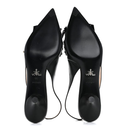 Prada Vitello Lux Studded Pointed Toe Pumps 39 Black 6 of 14