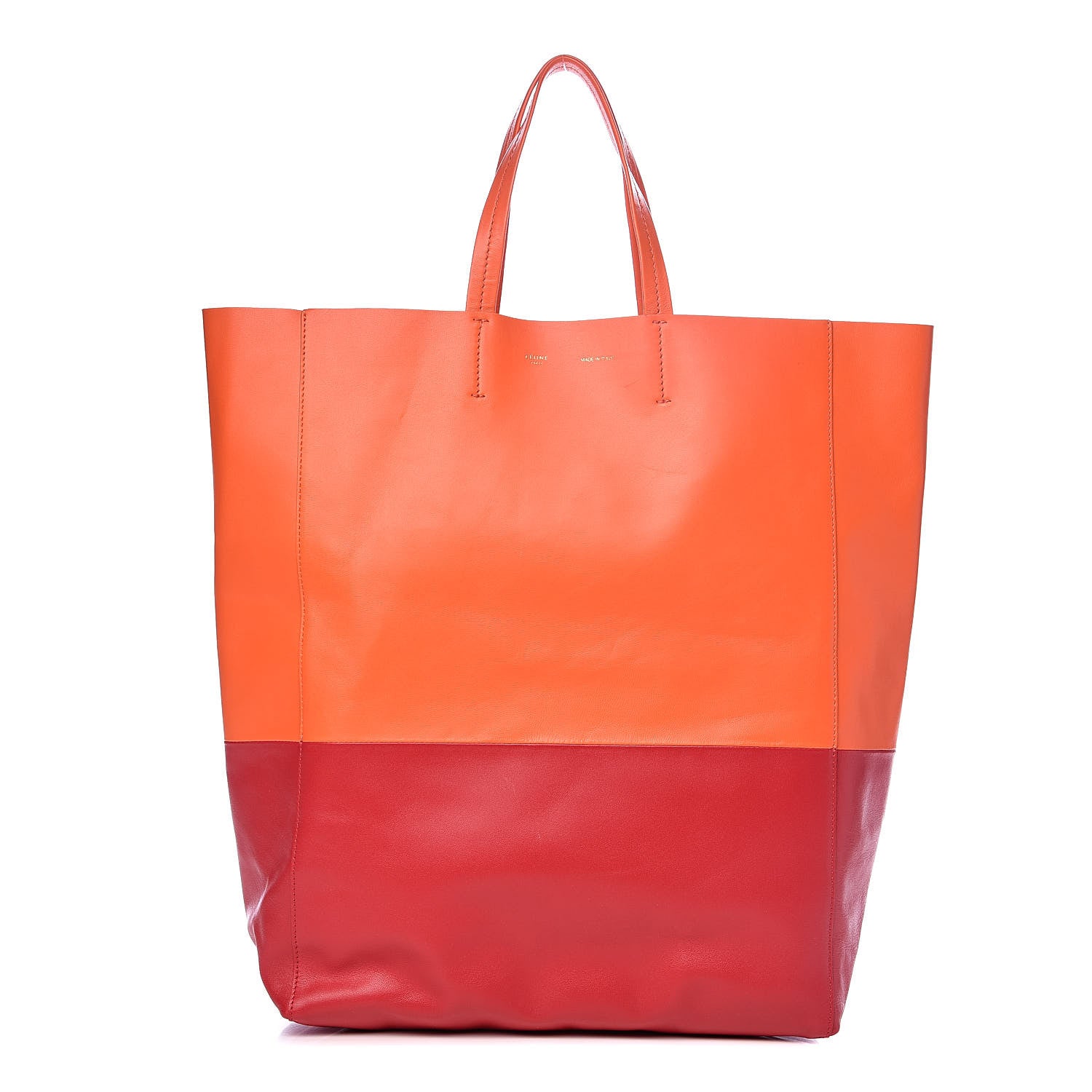 Celine Lambskin Vertical Bi-Cabas Orange Magenta 1 of 11