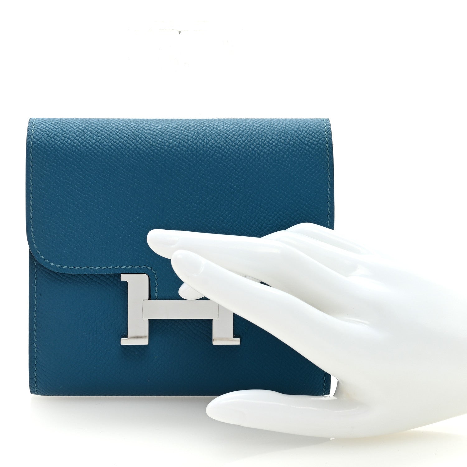 Hermes Epsom Constance Compact Wallet Bleu Izmir 2 of 6