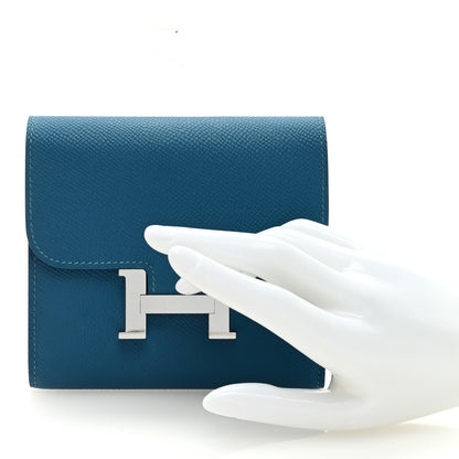 Hermes Epsom Constance Compact Wallet Bleu Izmir 2 of 6