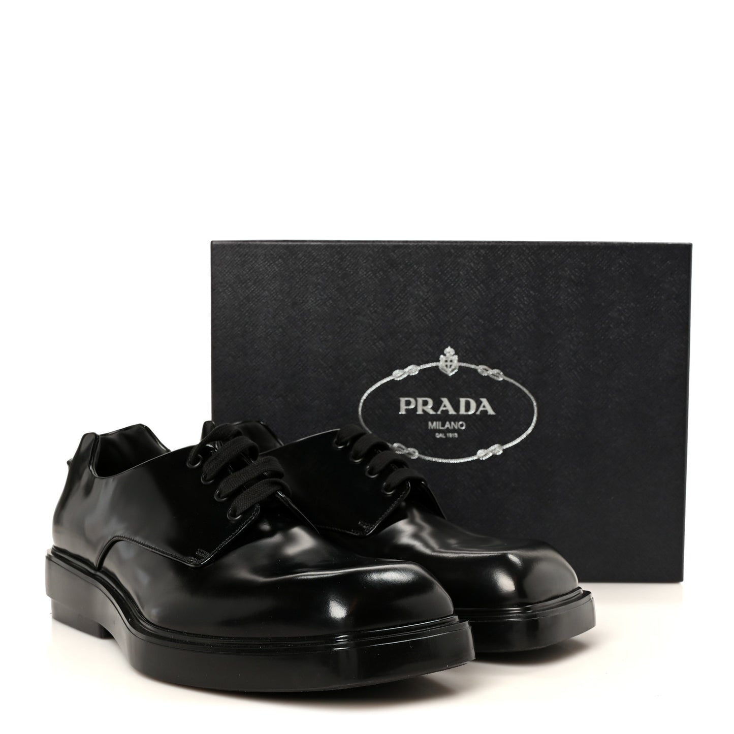 Spazzolato Square Toe Lace Up Derby 9 Black