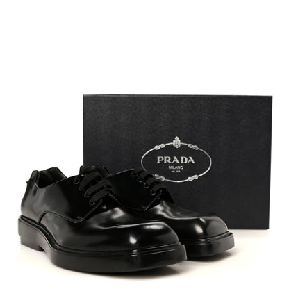 Prada Spazzolato Square Toe Lace Up Derby 9 Black 10 of 10