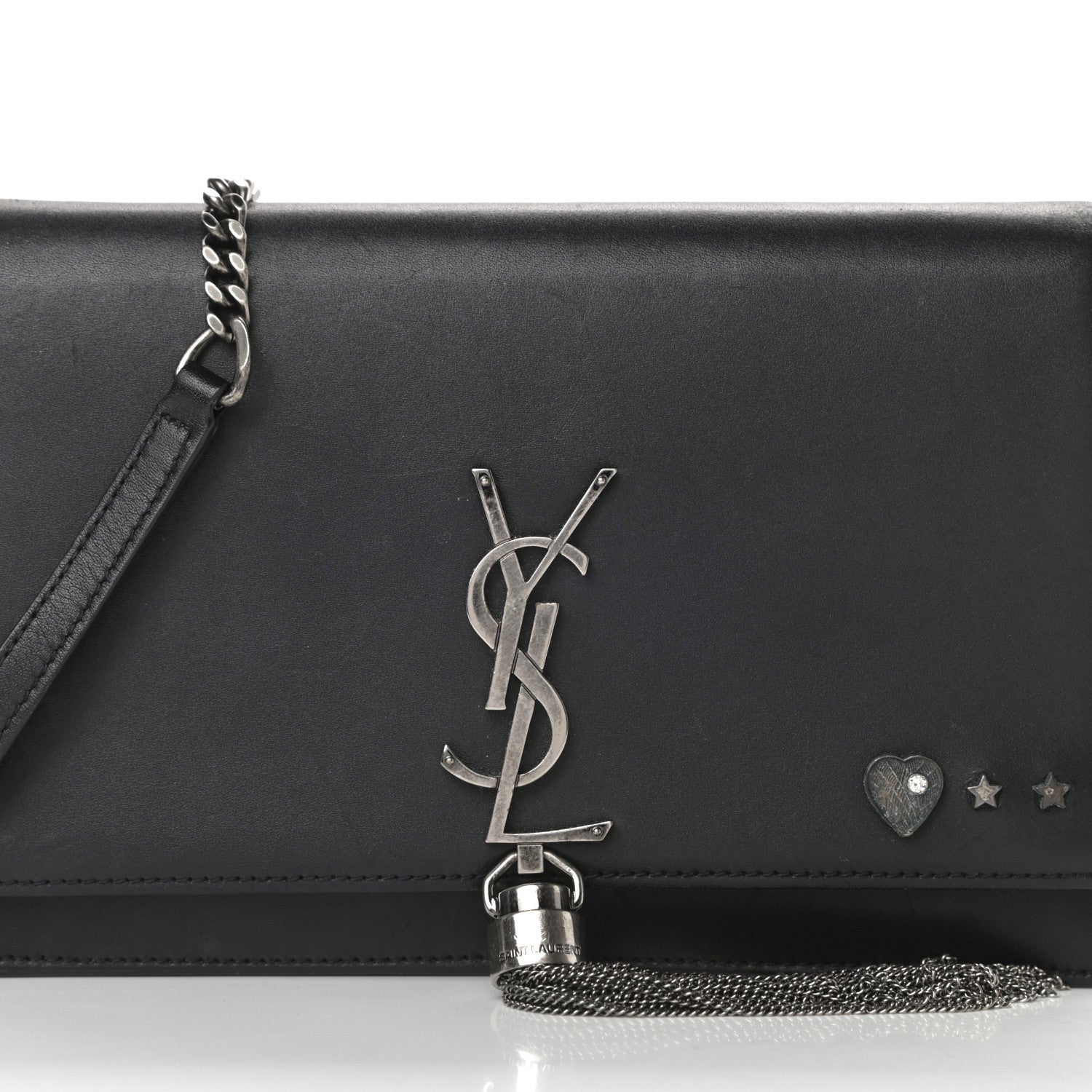 Saint Laurent Smooth Calfskin Classic Monogram Pins Kate Tassel Chain Wallet Black 10 of 18