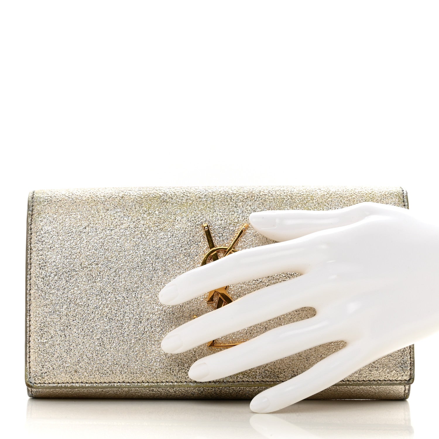 Saint Laurent Metallic Calfskin Classic Monogram Cassandre Wallet Gold 2 of 17