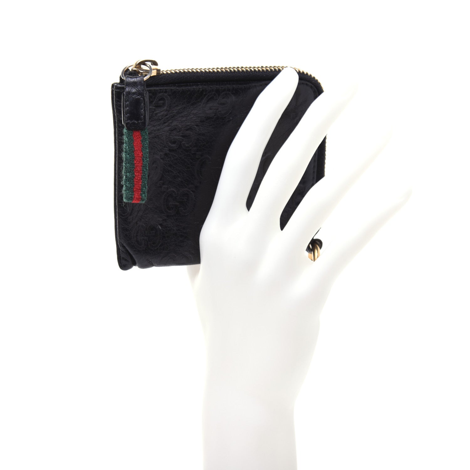Gucci Guccissima Zip Around Coin Purse Wallet Black 2 of 13