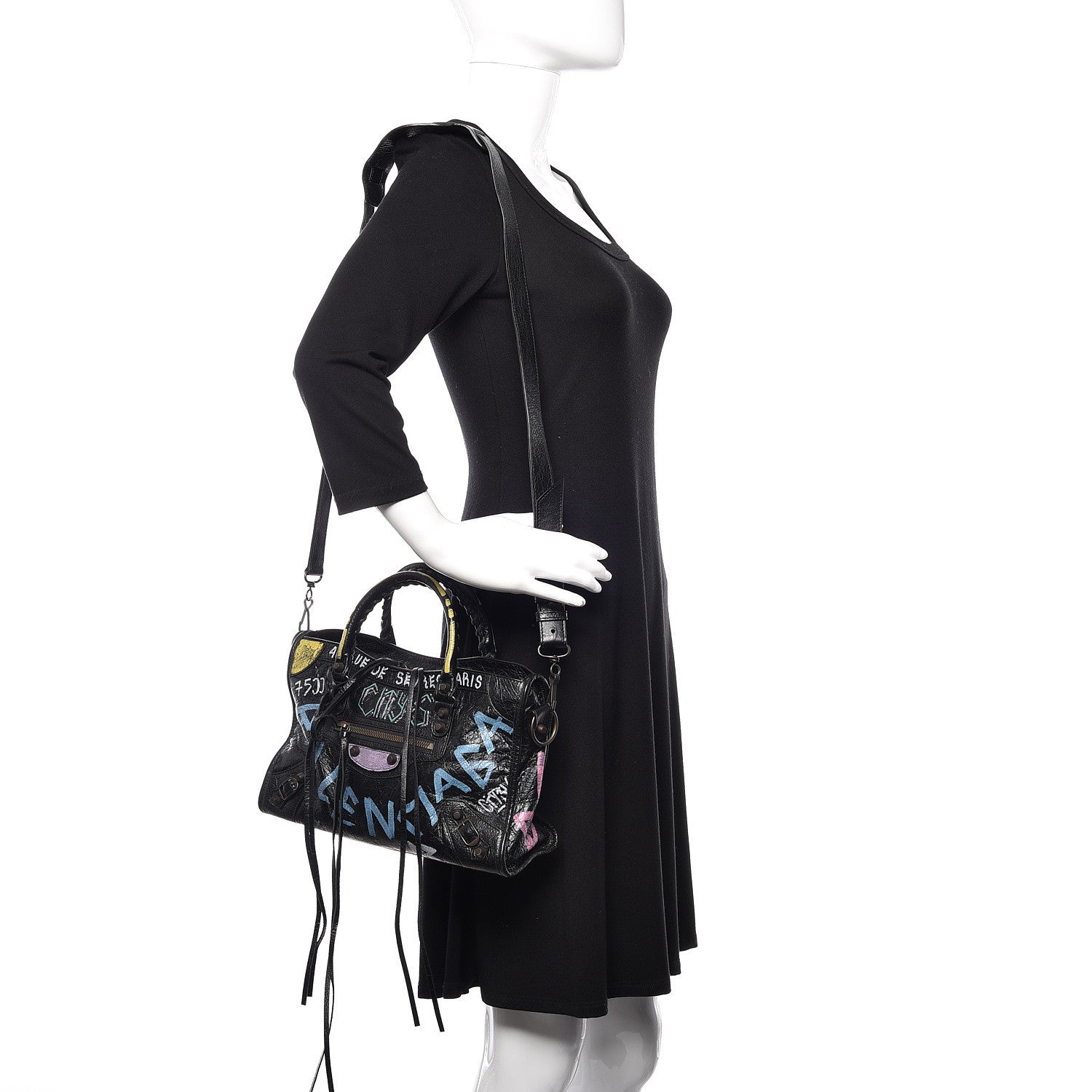Balenciaga Agneau Graffiti All Over Classic Hardware S City Black Multicolor 2 of 10