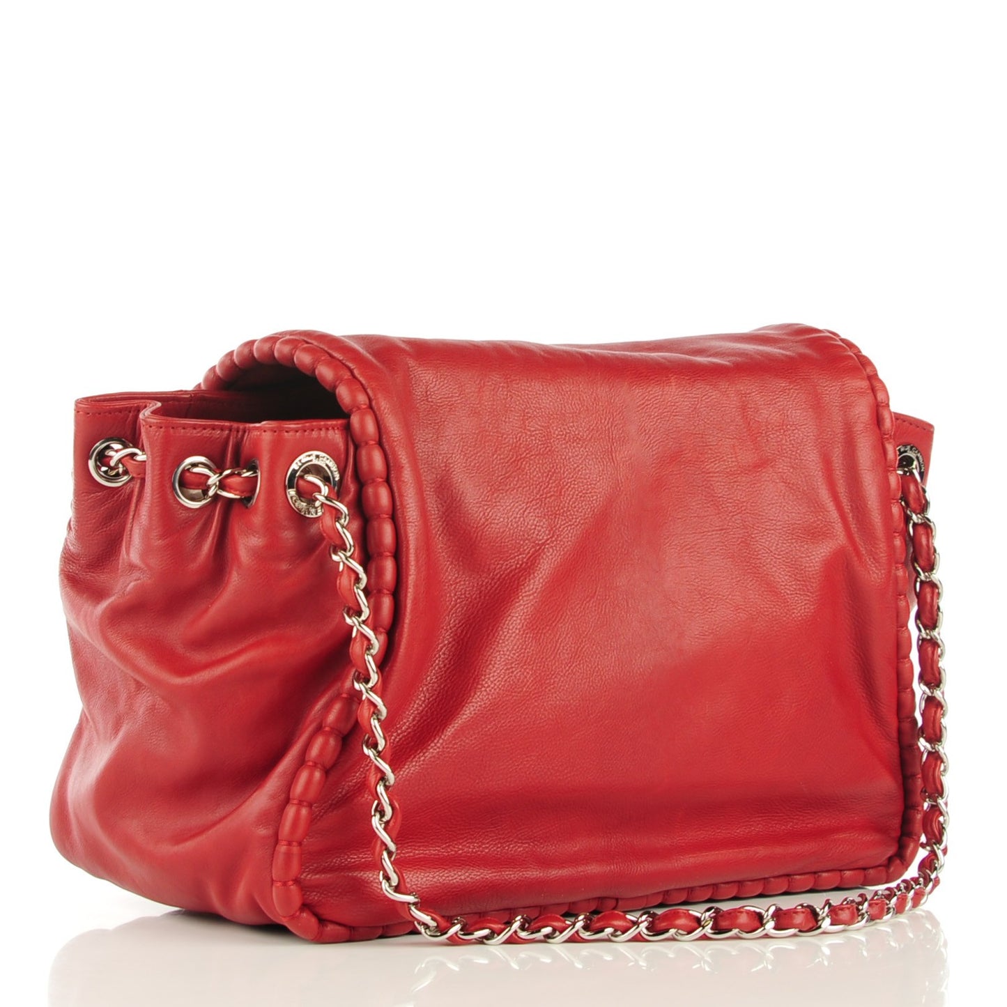 Calfskin On the Bund Accordion Flap Dark Red