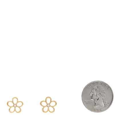 Tiffany 18K Yellow Gold Diamond Small Open Flower Earrings 2 of 4