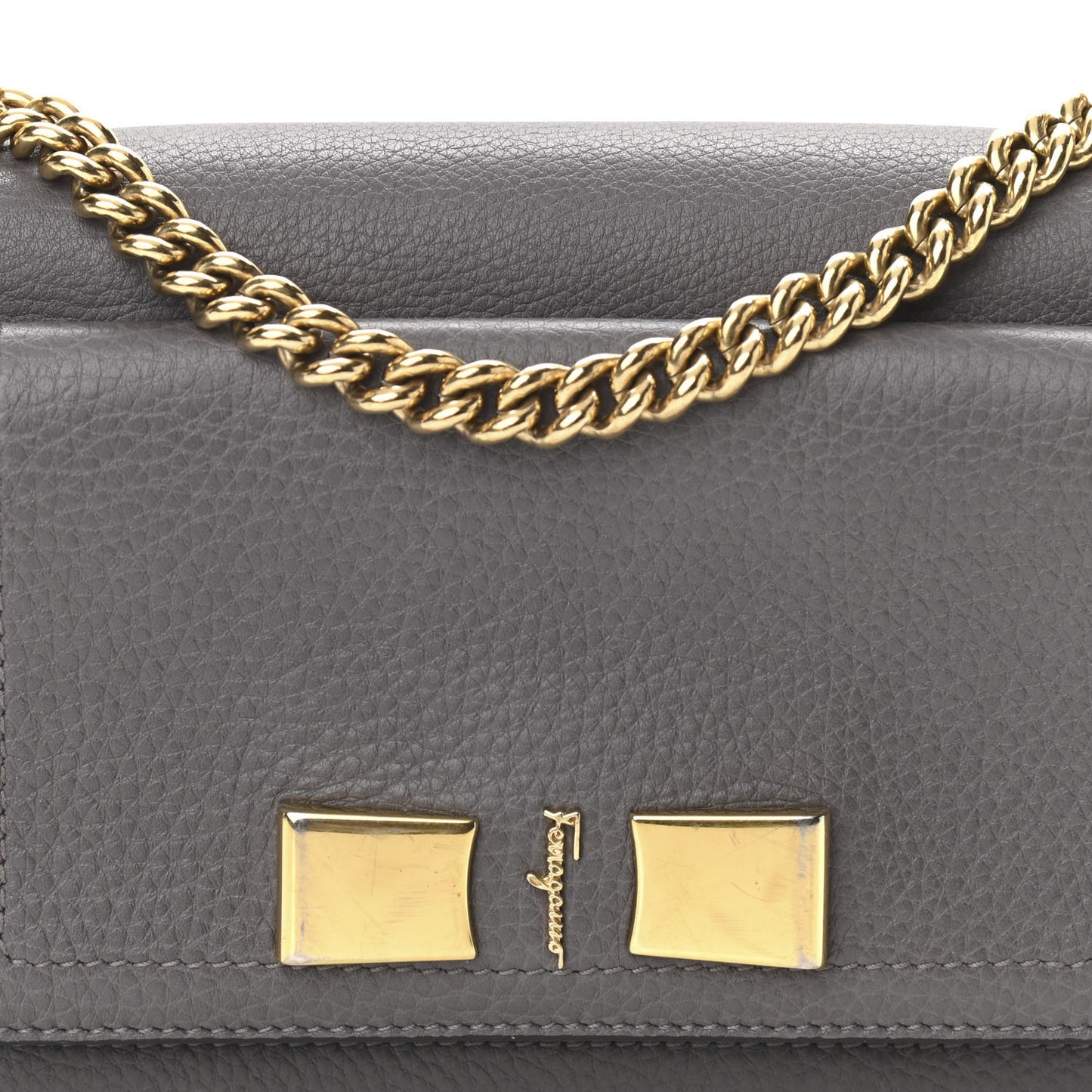 Pebbled Calfskin Ginevra Chain Bag Grey