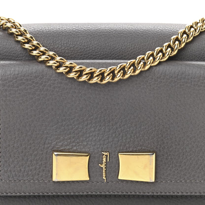 Salvatore Ferragamo Pebbled Calfskin Ginevra Chain Bag Grey 9 of 15