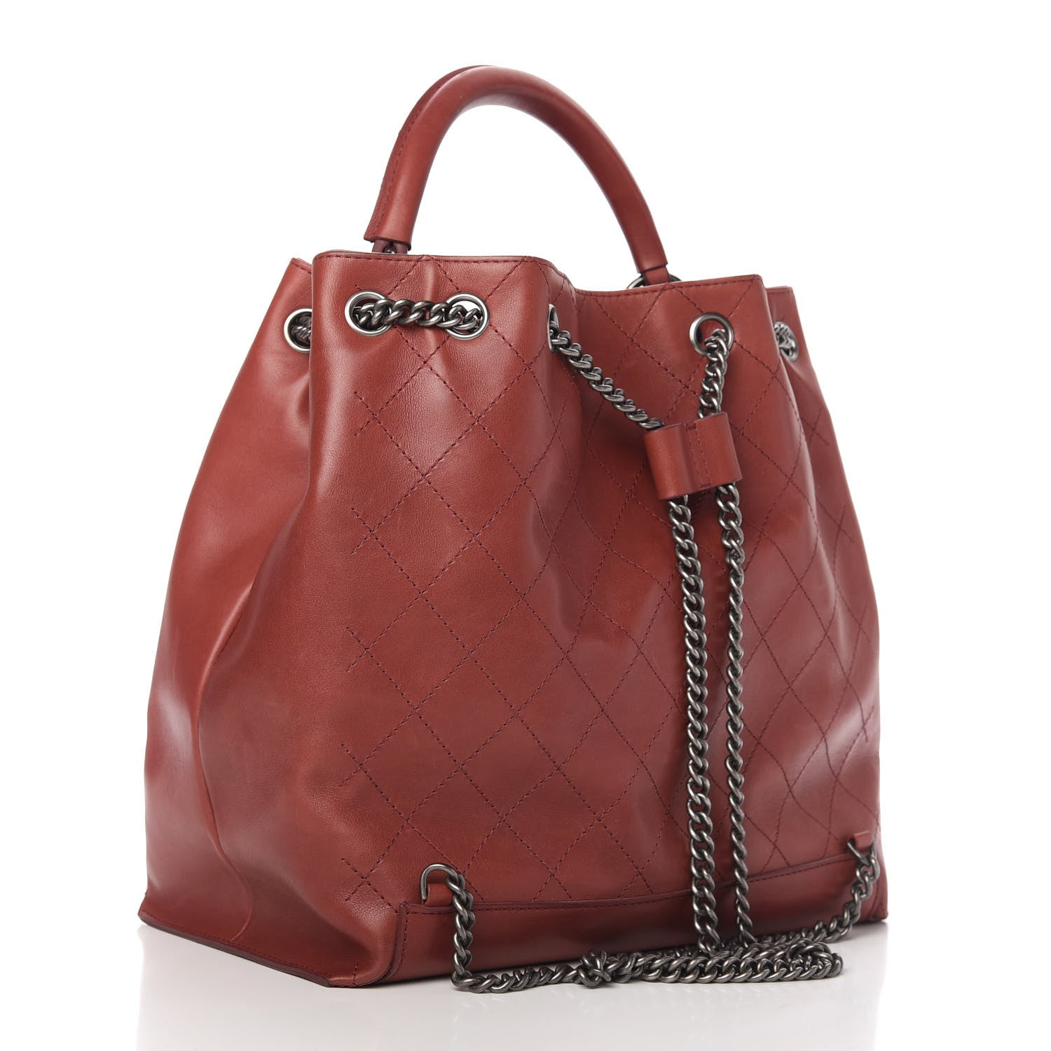 Chanel Calfskin Stitched Large Urban Luxury Drawstring Backpack Dark Red 3 of 10