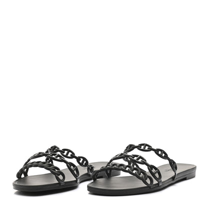 Hermes Rubber Chaine d'Ancre Rivage Sandals 38 Black 3 of 8