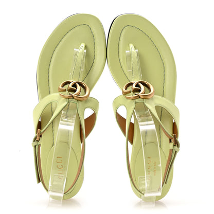 Gucci Calfskin Double G Thong Flat Sandals 38 Pistachio Green 2 of 9