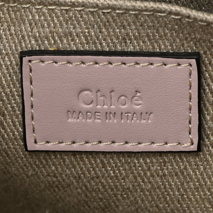Chloe Linen Calfskin Small Woody Ribbon Tote With Strap White Pink 6 of 11