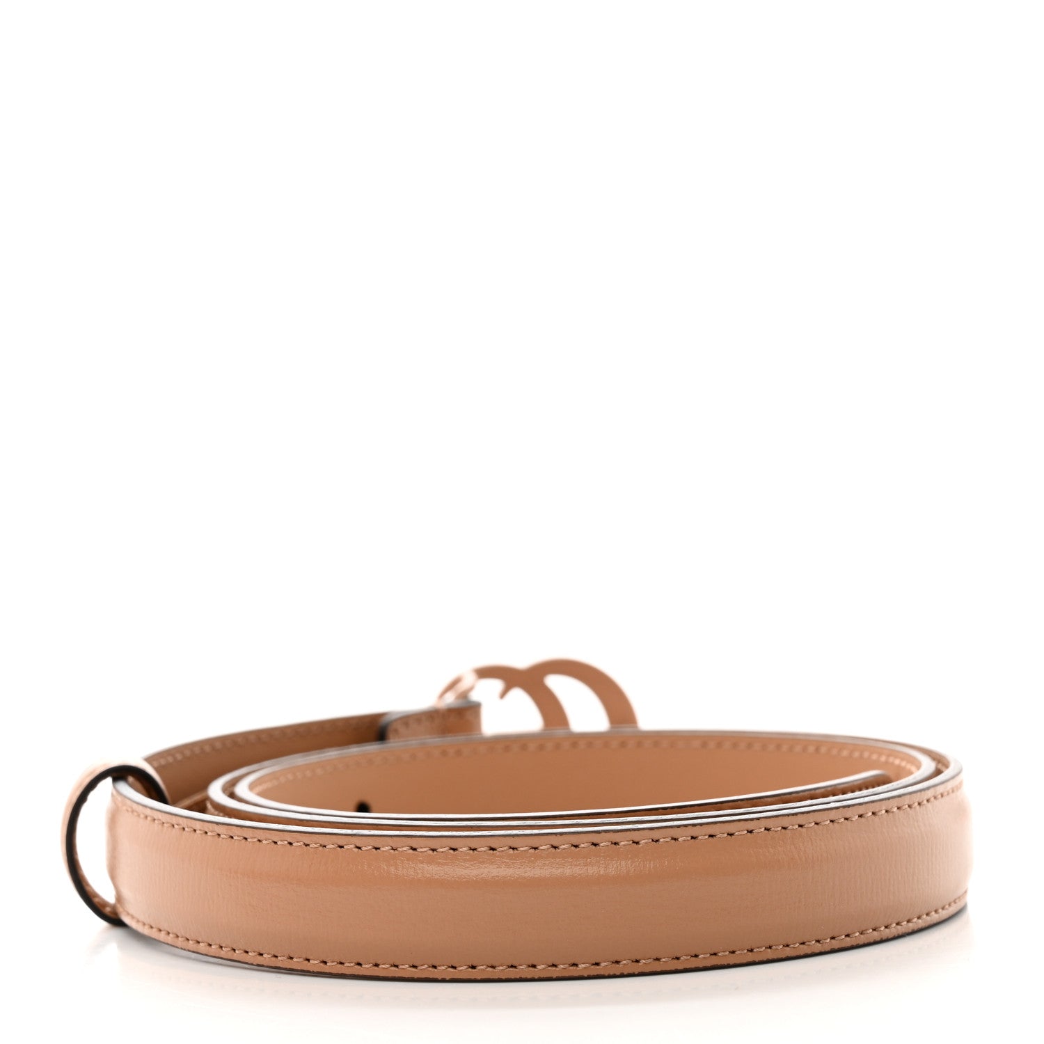 Gucci Azalea Calfskin Enamel Monochrome Double G 20mm Belt 85 34 Camelia 2 of 5