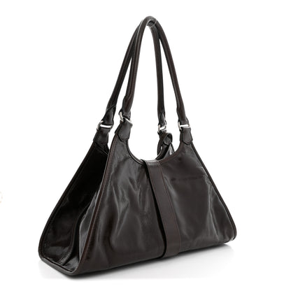 Prada Glossy Calfskin Medium Tote Bag Dark Brown 2 of 9