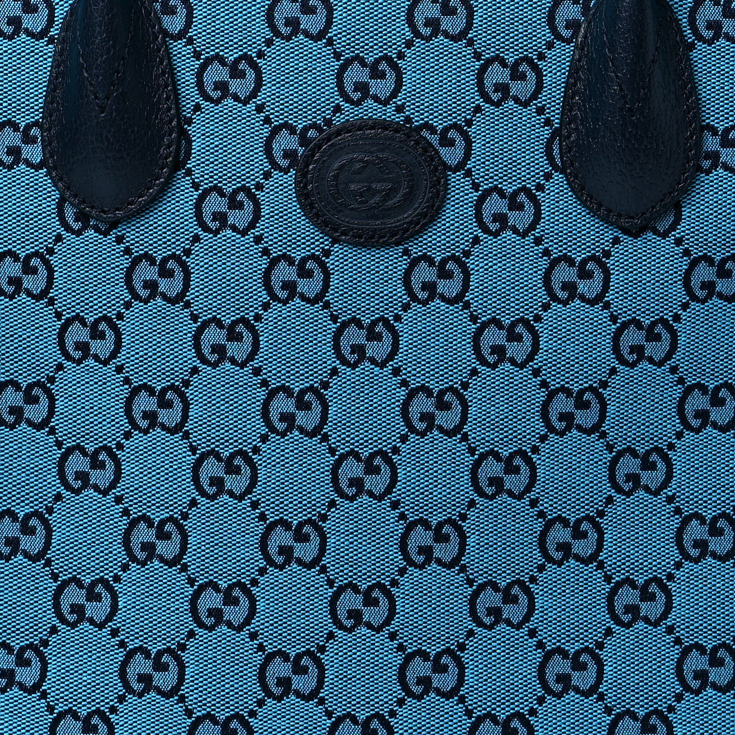 Gucci Monogram Multicolor Textured Dollar Calfskin Small Retro Interlocking G Tote Bag Light Blue 8 of 10
