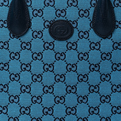 Gucci Monogram Multicolor Textured Dollar Calfskin Small Retro Interlocking G Tote Bag Light Blue 8 of 10