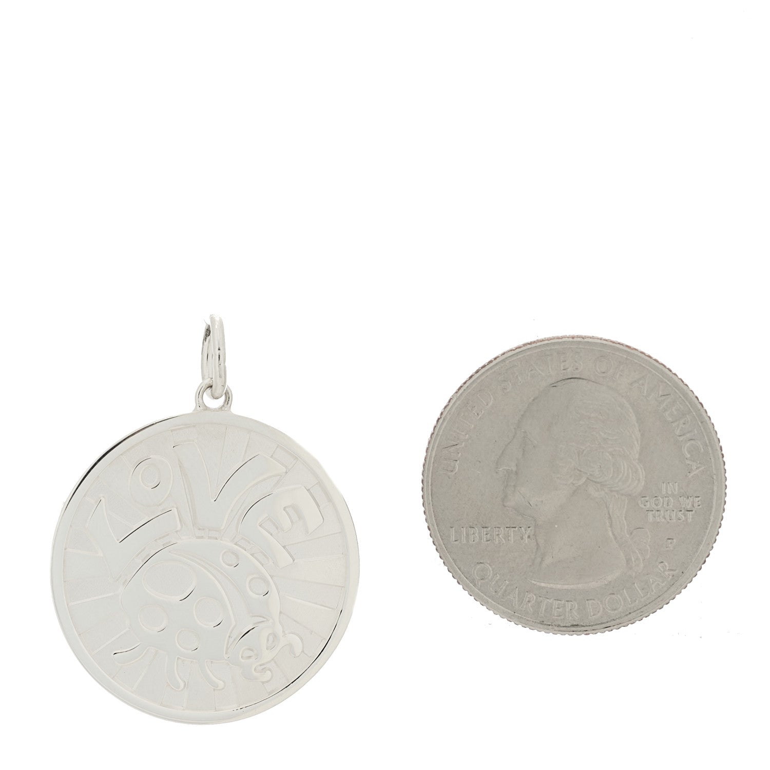 Tiffany Sterling Silver Love Bugs Round Tag Charm 2 of 5