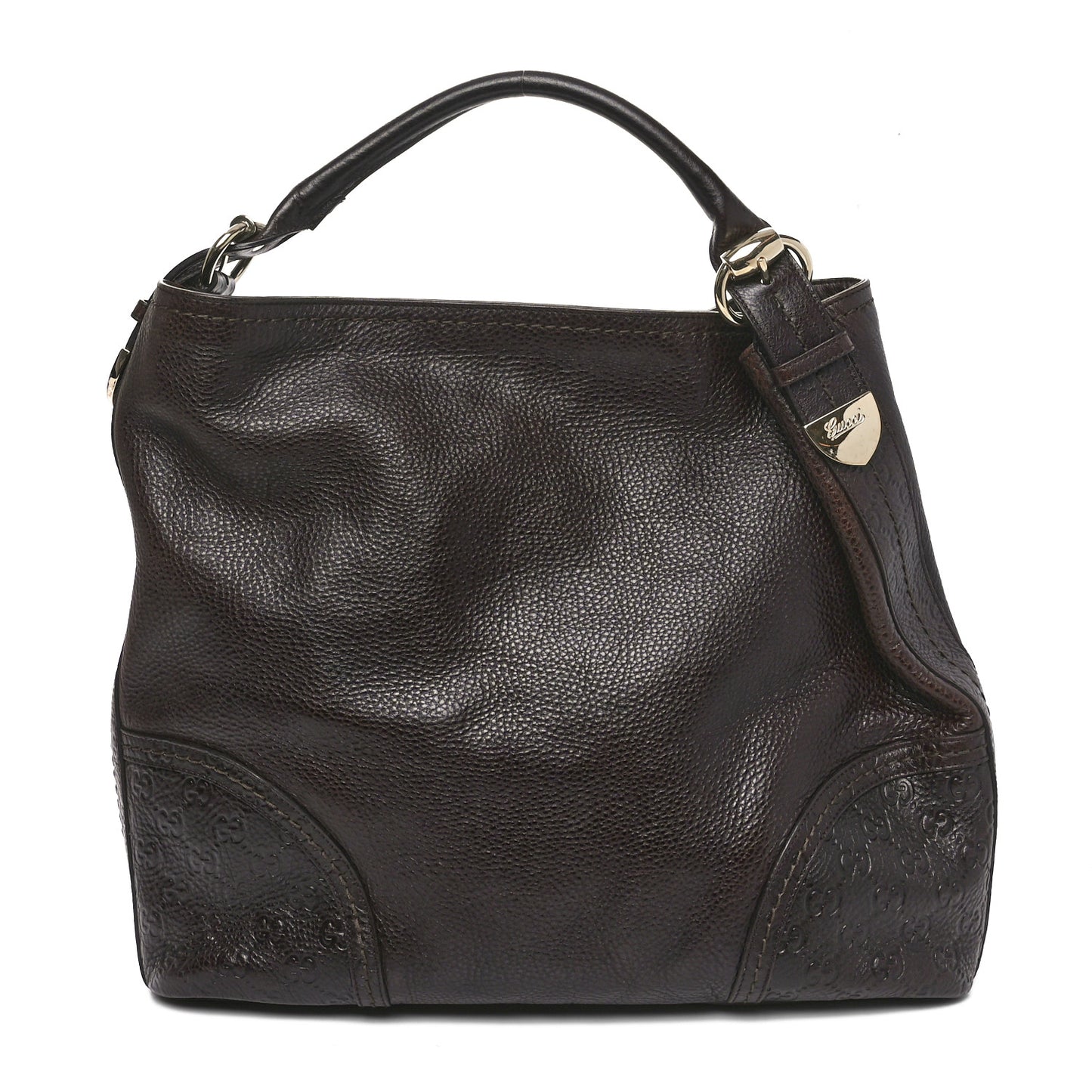 Calfskin Guccissima Trim Large Signoria Hobo Dark Brown