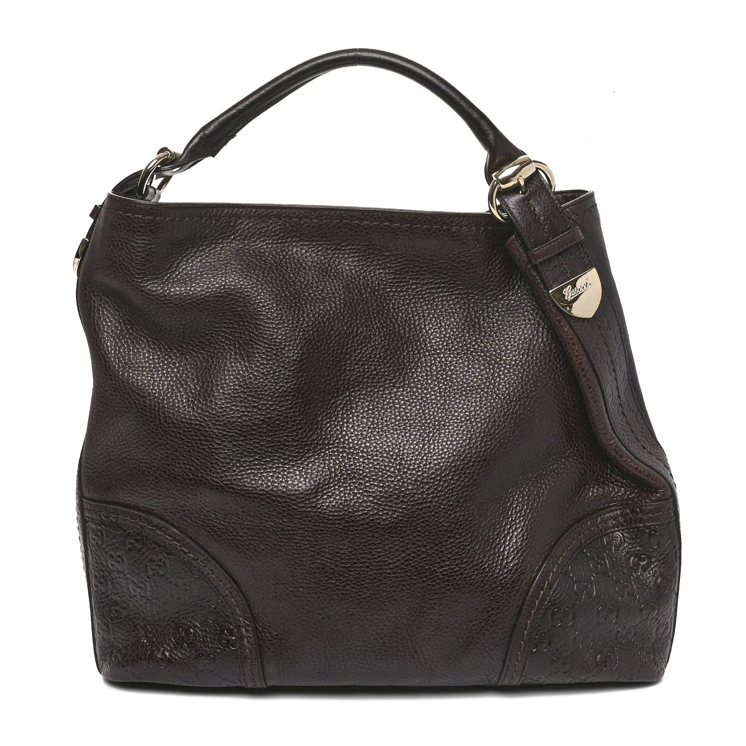 Gucci Calfskin Guccissima Trim Large Signoria Hobo Dark Brown 1 of 10