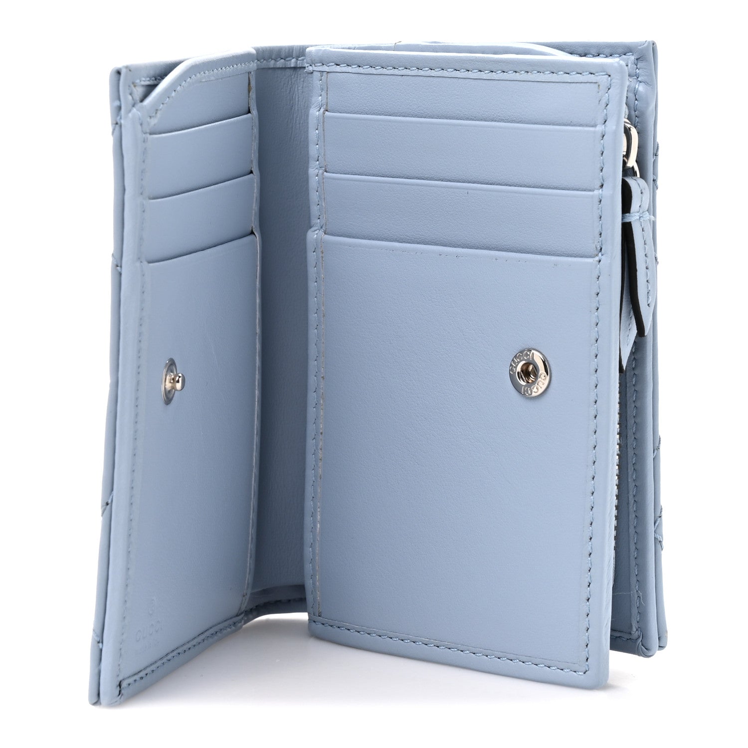 Gucci Lambskin Matelasse GG Marmont Zip Key Pouch Light Blue 5 of 9