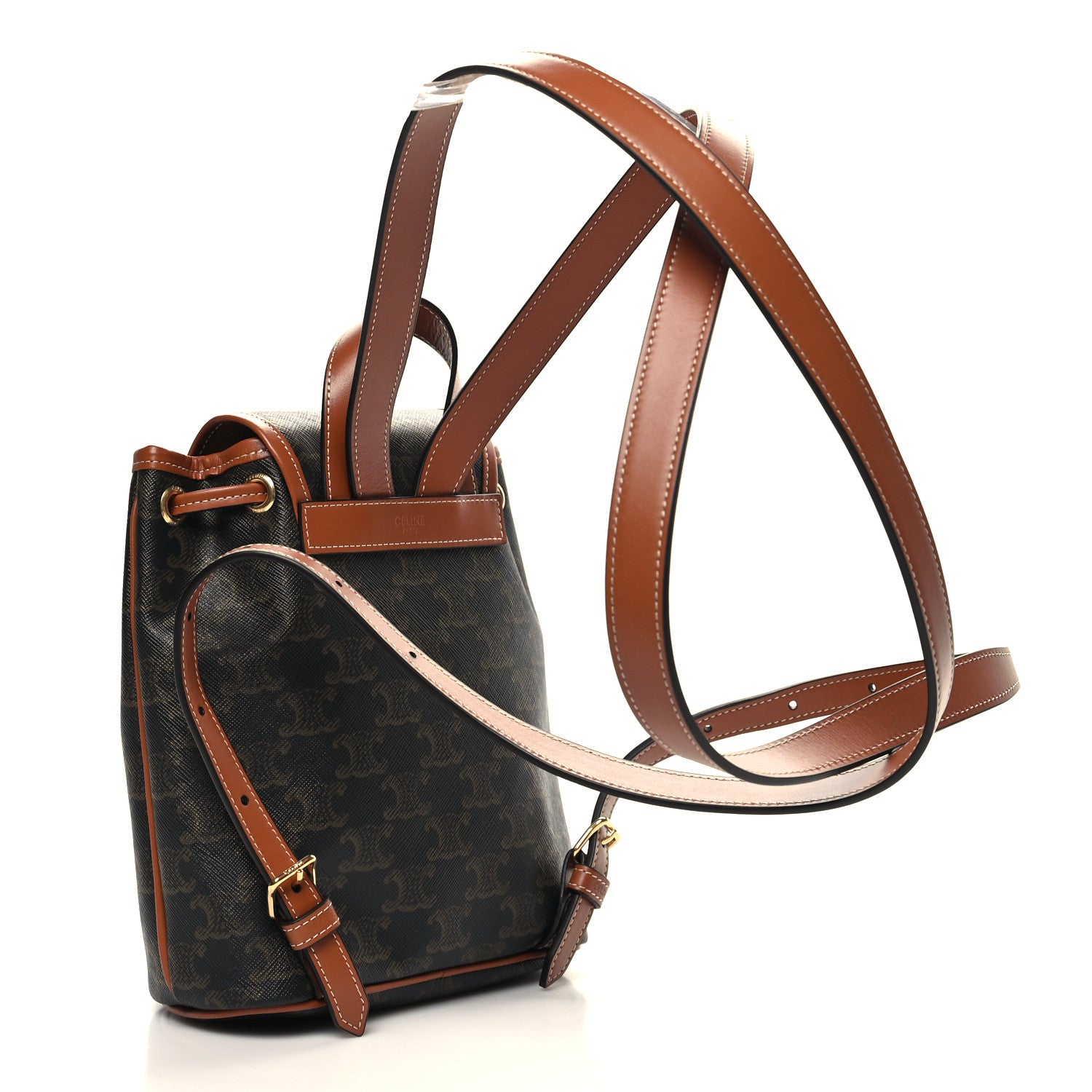 Celine Triomphe Canvas Calfskin Mini Folco Backpack Tan 3 of 10