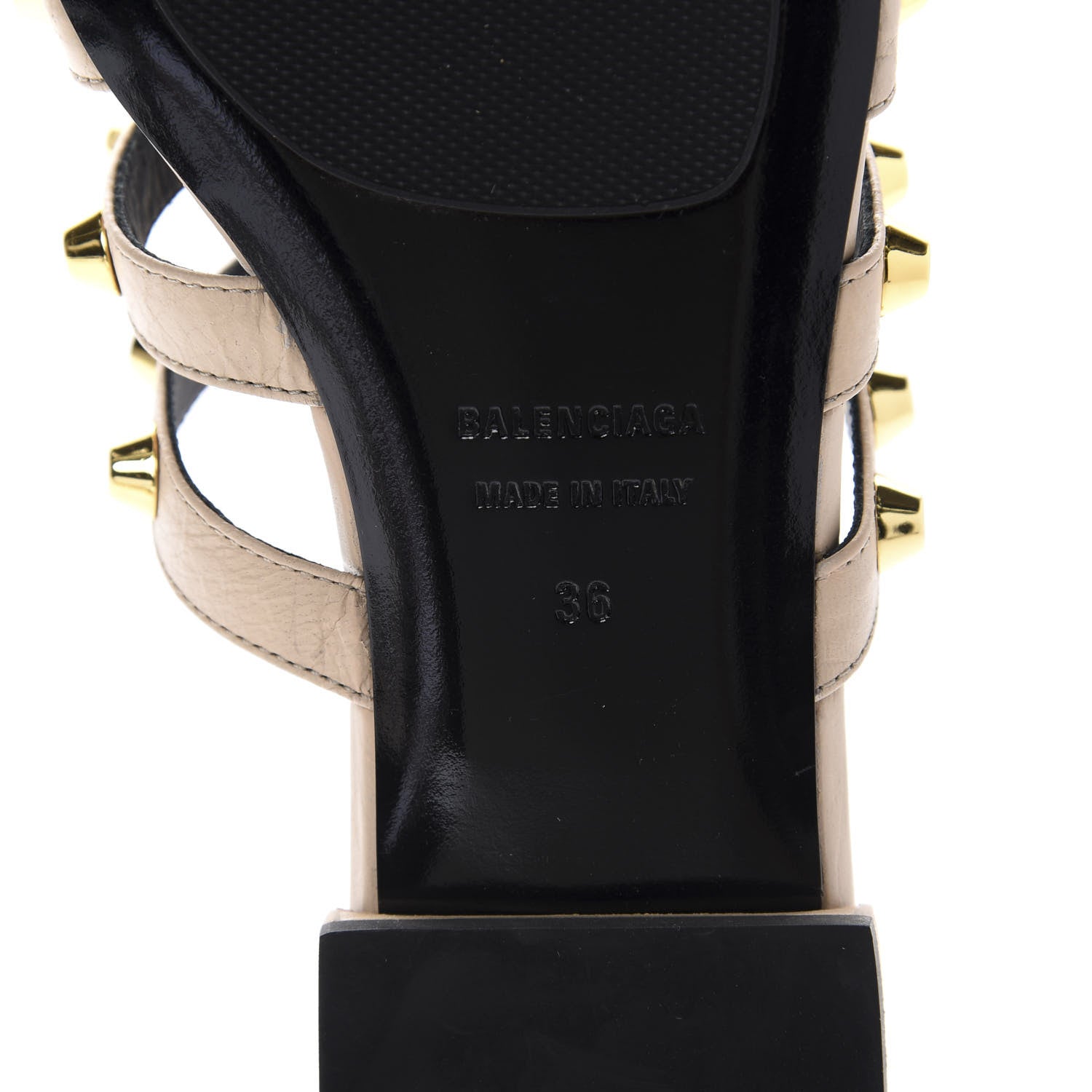 Balenciaga Agneau Lambskin Giant Gold Stud Sandals 36 Beige 8 of 10