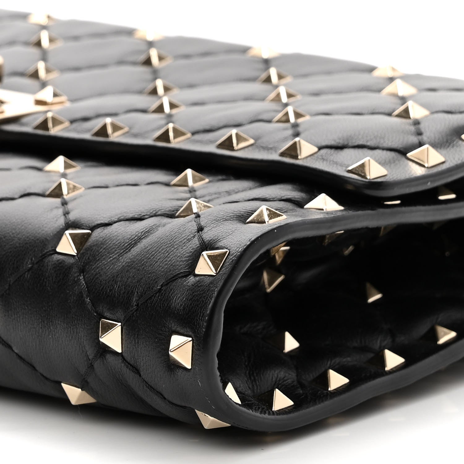 Valentino Garavani Lambskin Rockstud Spike Wallet on Chain Black 9 of 11