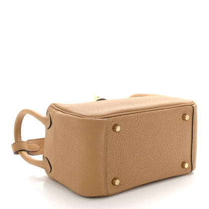 Hermes Taurillon Clemence Mini Lindy 20 Biscuit 4 of 11