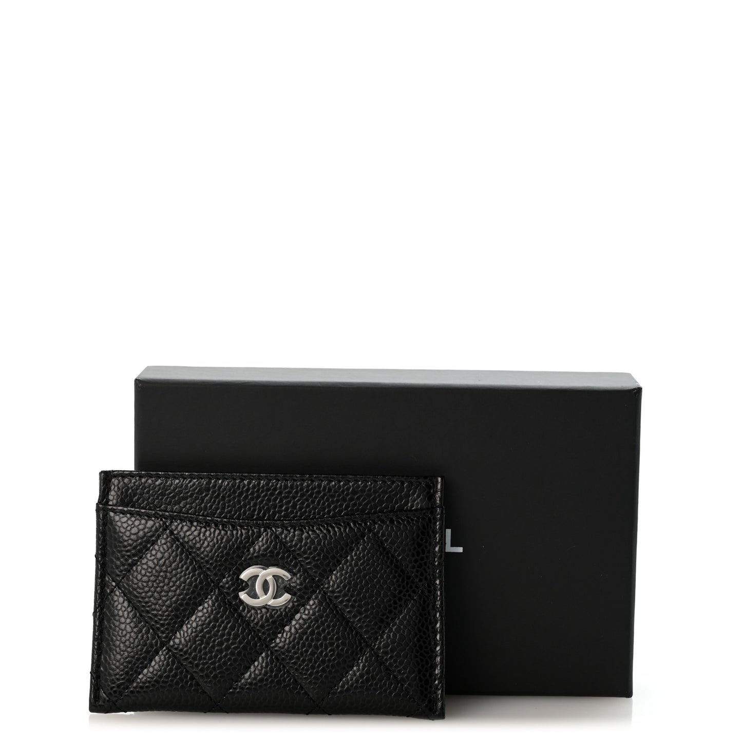 Caviar Quilted Card Holder Black