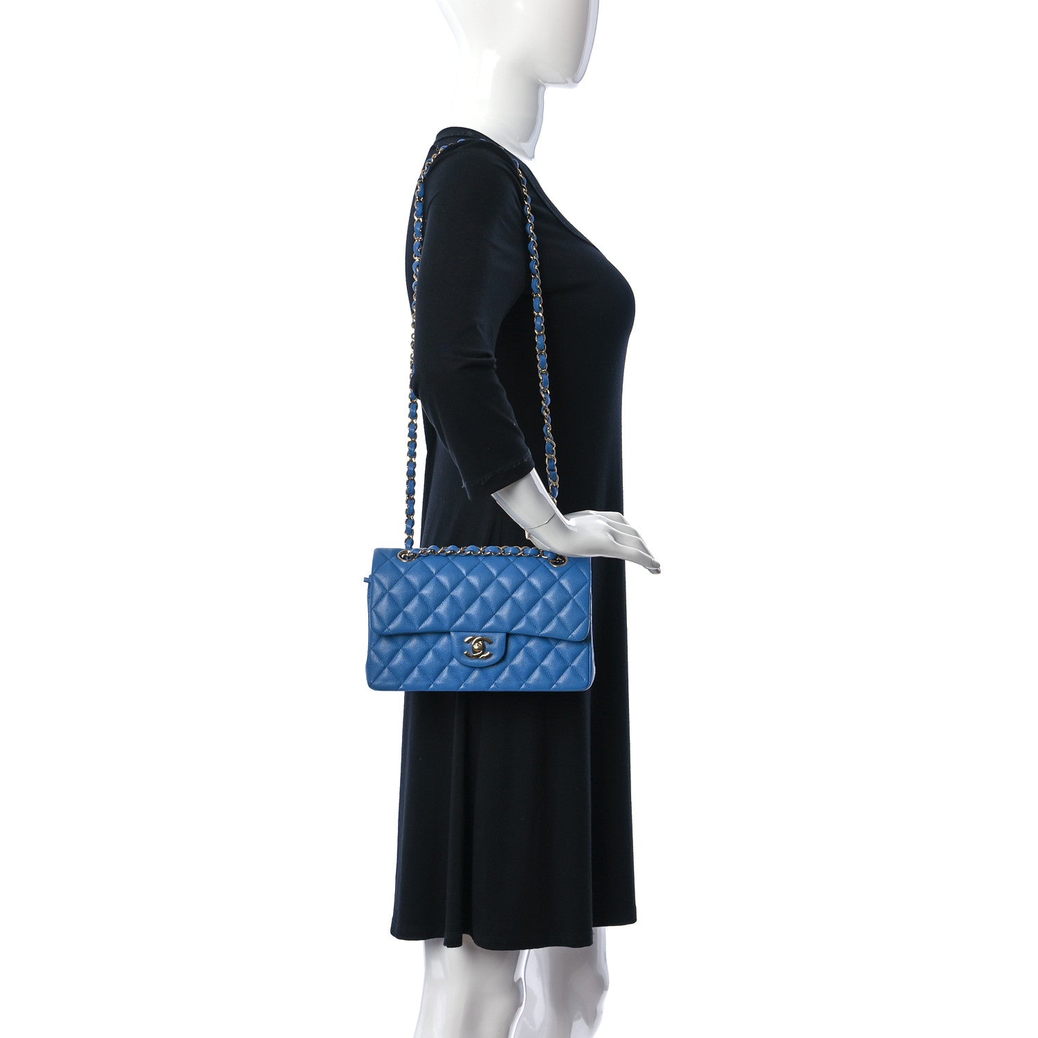 Chanel Caviar Quilted Small Double Flap Blue 2 of 11