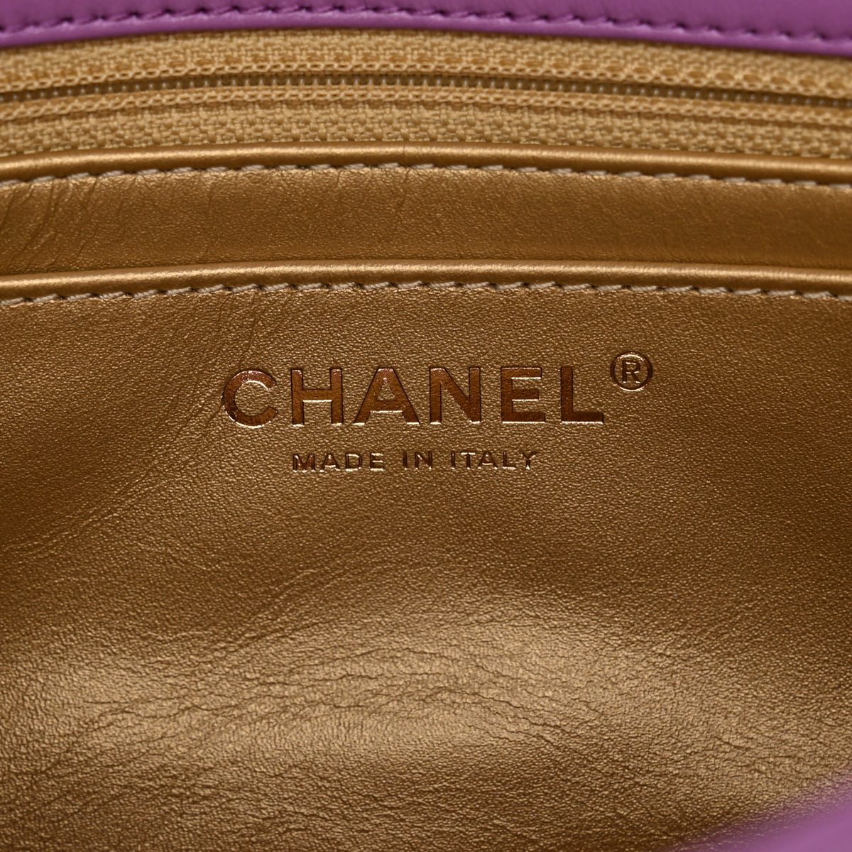 Lambskin Quilted Mini Rectangular Pearl Crush Flap Purple