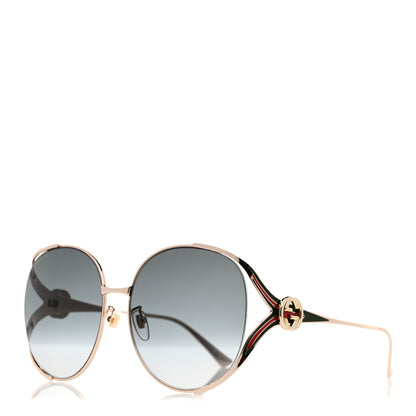 Gucci Metal Oversized Round Frame GG0225S Sunglasses Gold 1 of 8