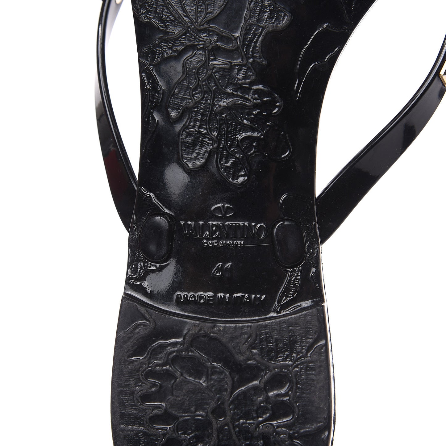 PVC Jelly Rockstud Bow Thong Sandals 41 Black